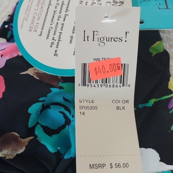 It Figures Halterkini Floral Swim Top Bust Builder 14 - Picture 15 of 15